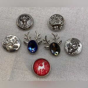 SALE - REINDEER BUNDLE - Snap Button Charms - Set of 7 - 18mm/20mm